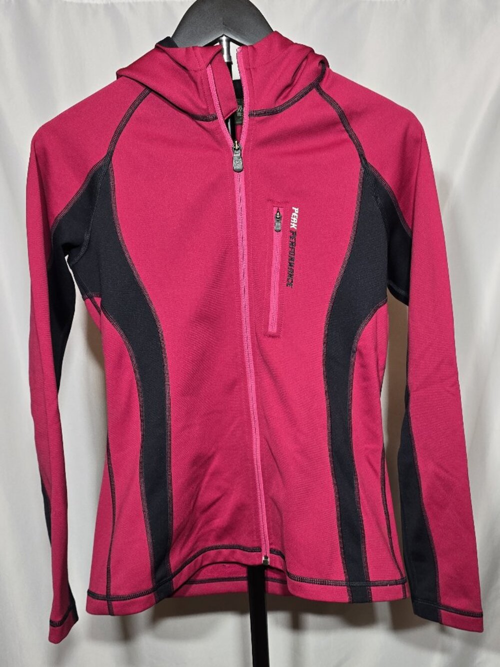 Peak Performance Women's Tech Fleece Full Zip Hooded Jacket Pink Black Small